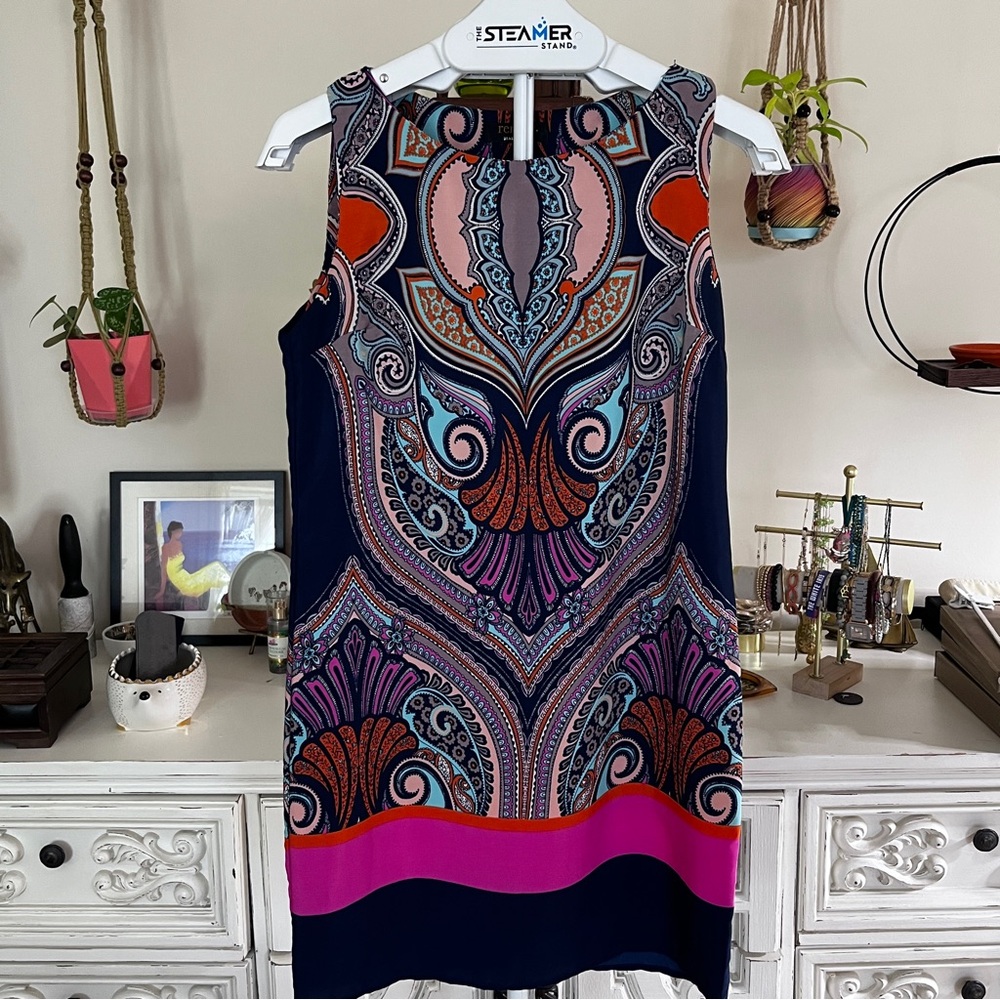 Renee C. Multicolor Geometric Psychedelic Mini Dress